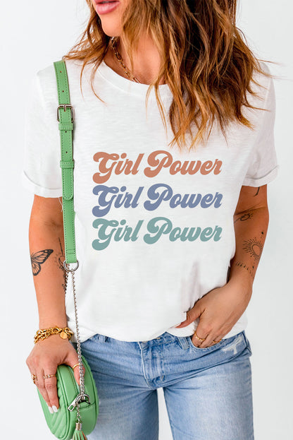 Camiseta estampada con cuello redondo GIRL POWER