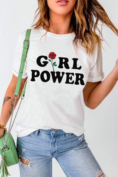 Camiseta con estampado de rosas de GIRL POWER