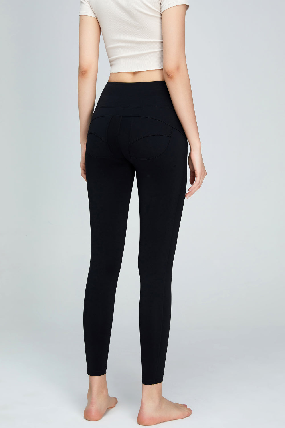 Seam Detail Wide Waistband Sports Leggings