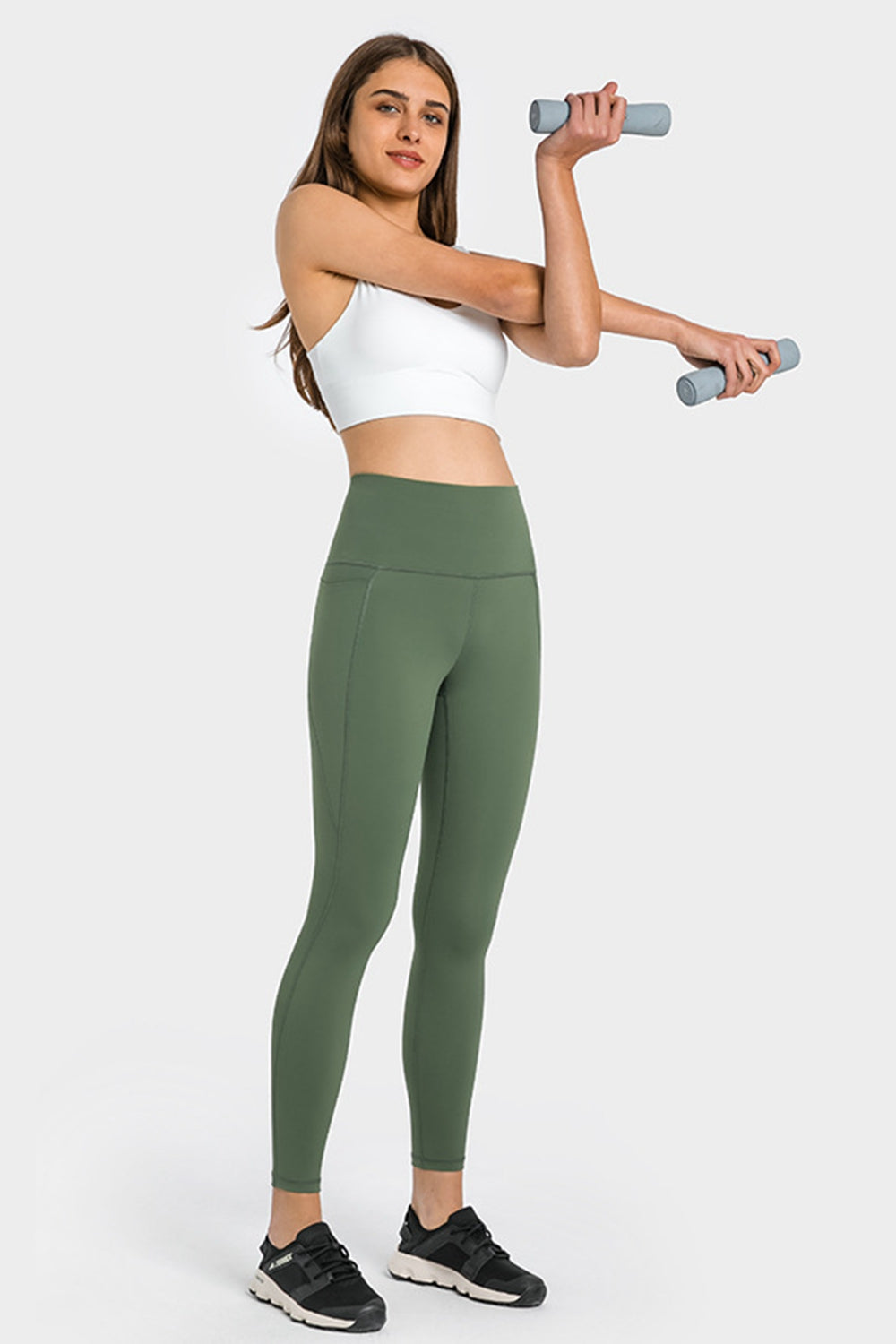 Leggings de yoga de cintura alta hasta los tobillos con bolsillos