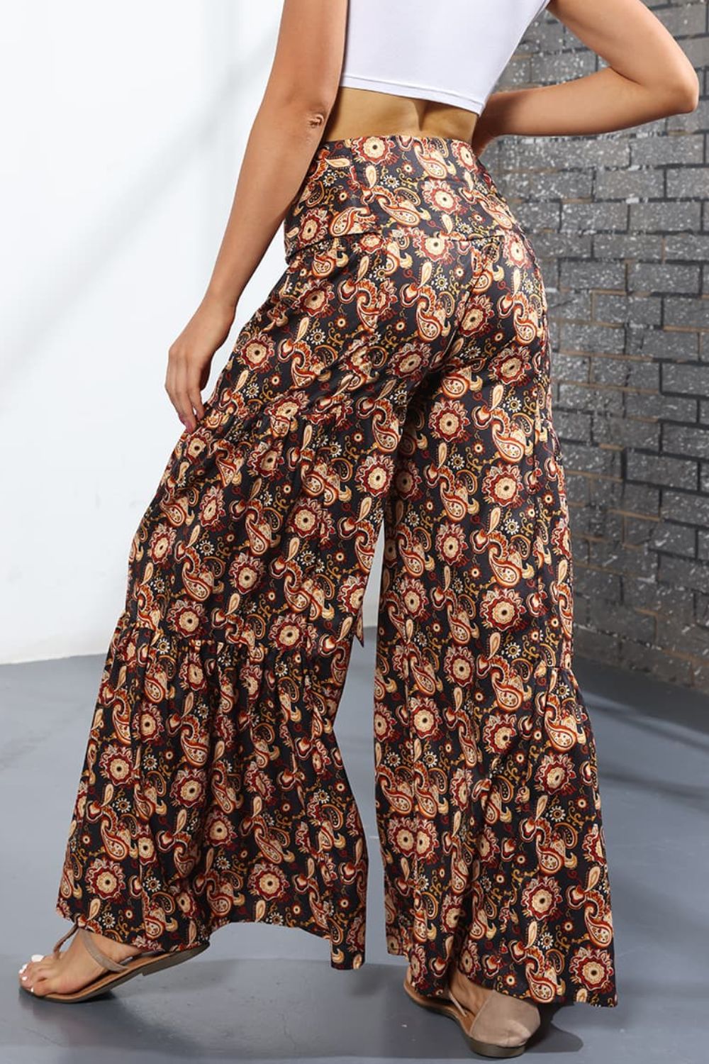 Culottes atados de tiro alto estampados