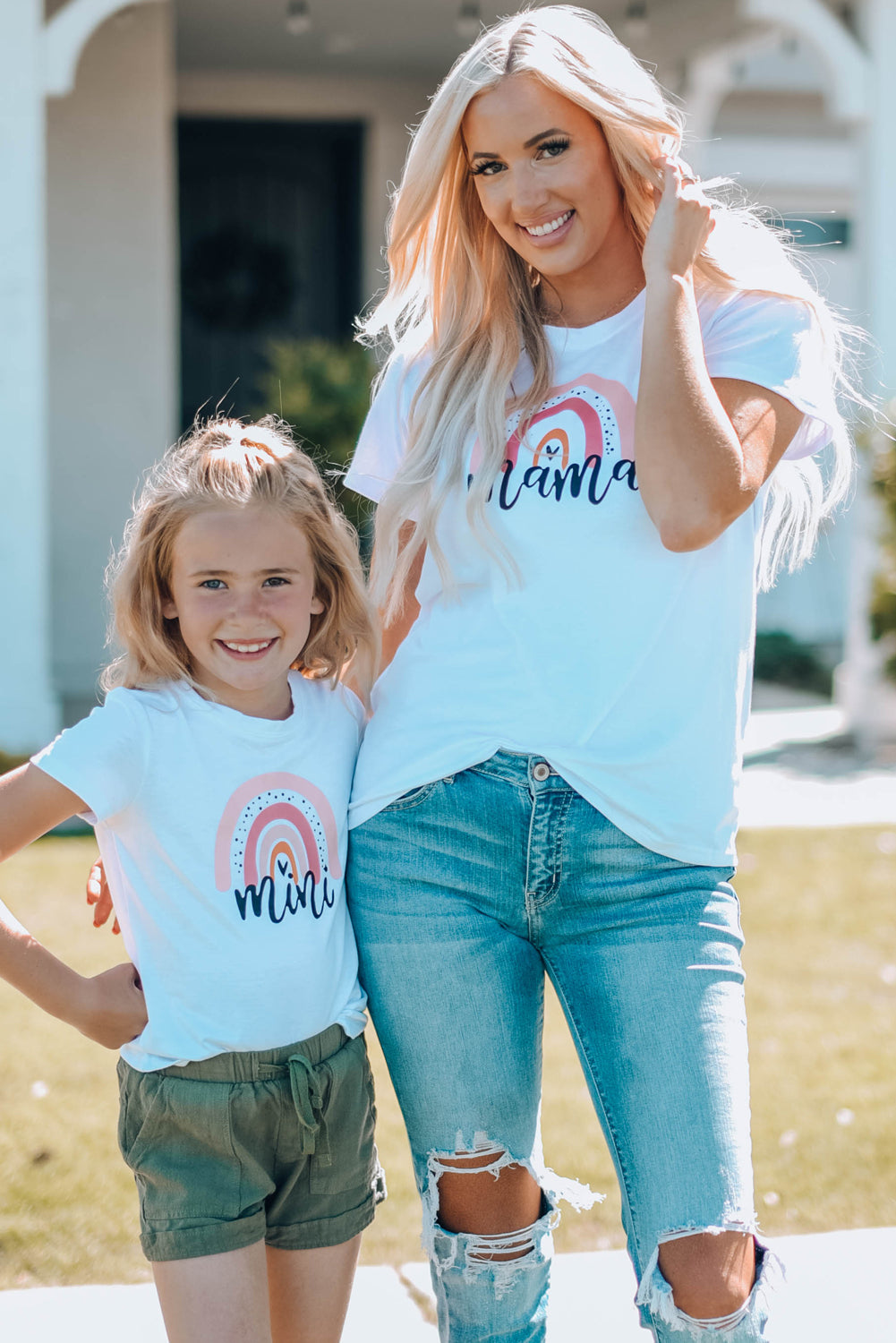 Camiseta estampada con cuello redondo para mujer