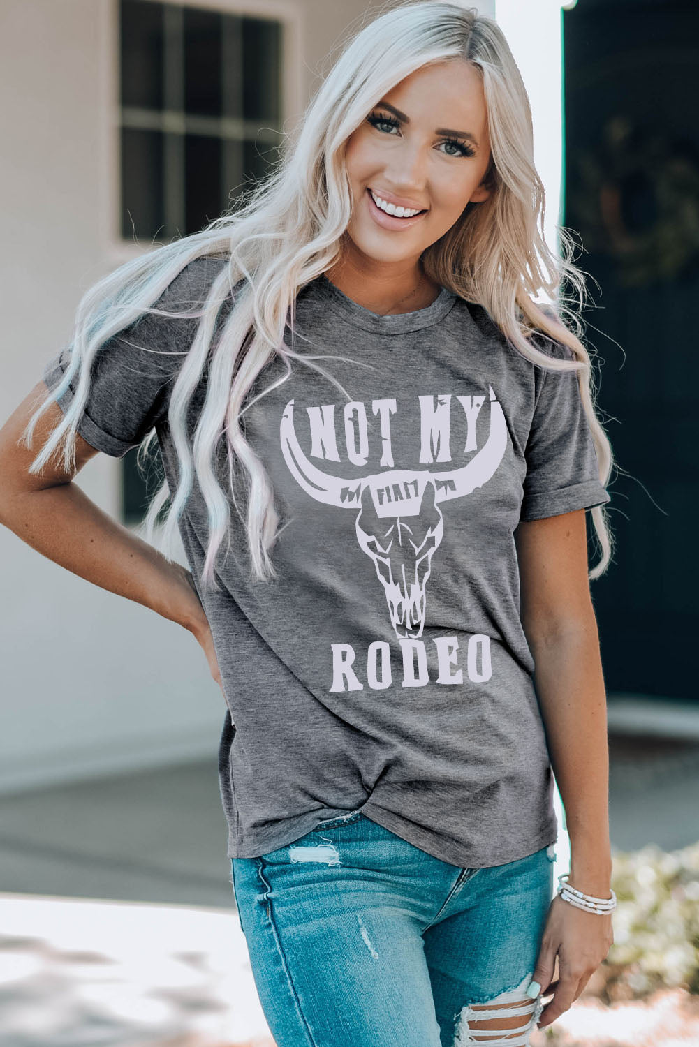 NOT MY RODEO Camiseta estampada con cuello redondo