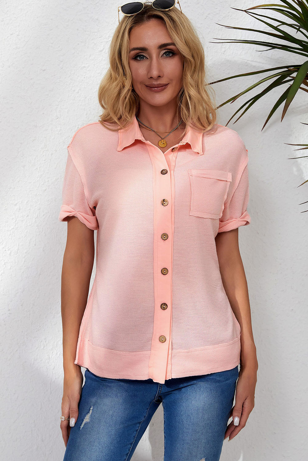 Exposed Seam Short Sleeve Shirt