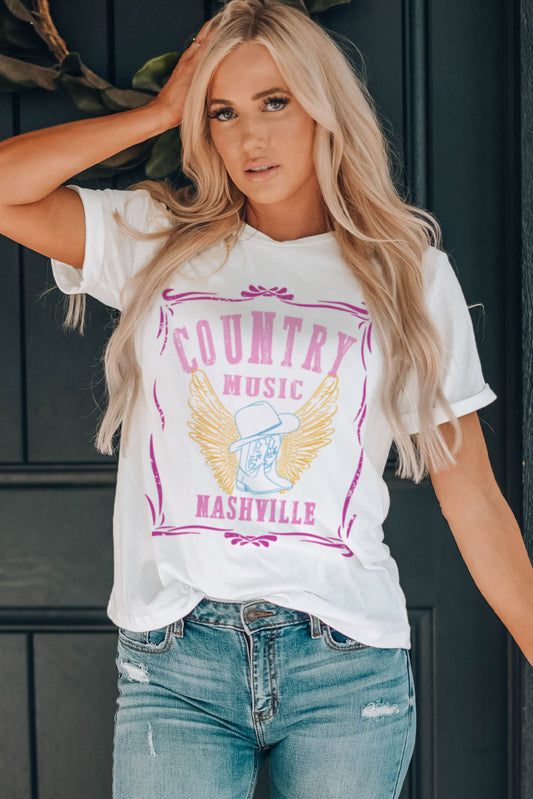 Camiseta con gráfico de MÚSICA COUNTRY NASHVILLE