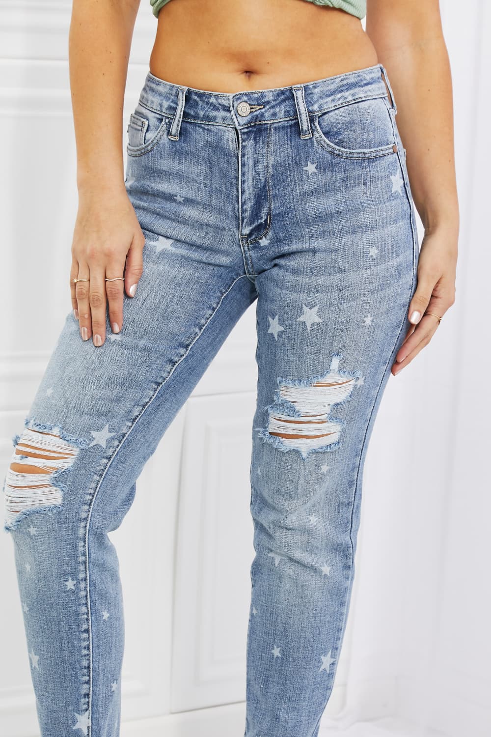 Judy Blue Sarah Full Size Star Pattern Boyfriend Jeans