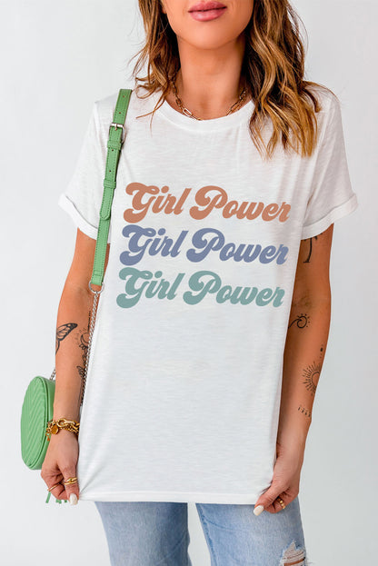 Camiseta estampada con cuello redondo GIRL POWER