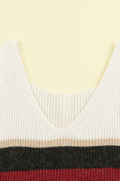 Color Block V-Neck Rib-Knit Tank