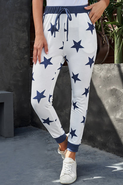 Joggers con detalle de cordón y estampado de estrellas