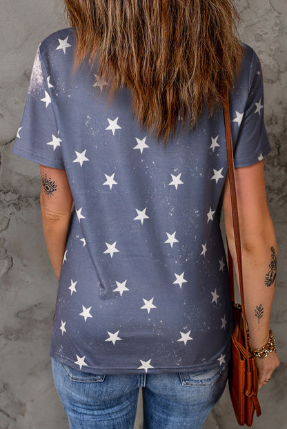 Camiseta con estampado de estrellas y cuello redondo