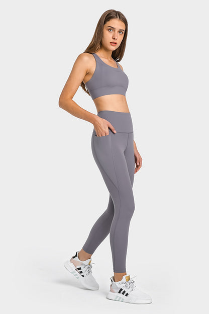 Leggings de yoga de cintura alta hasta los tobillos con bolsillos