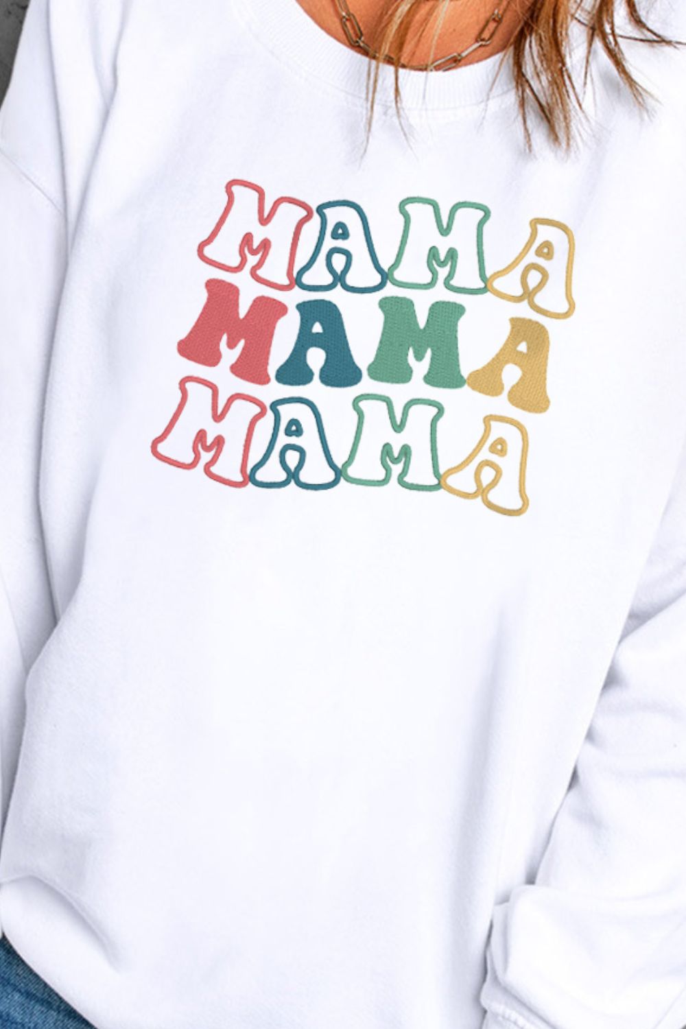 Sudadera estampada con hombros caídos y cuello redondo de MAMA