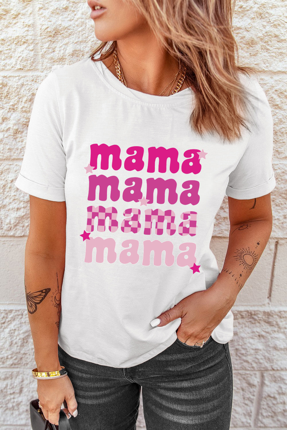 Camiseta estampada con cuello redondo de MAMA