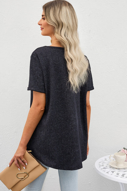 V-Neck Dropped Shoulder Tunic Top