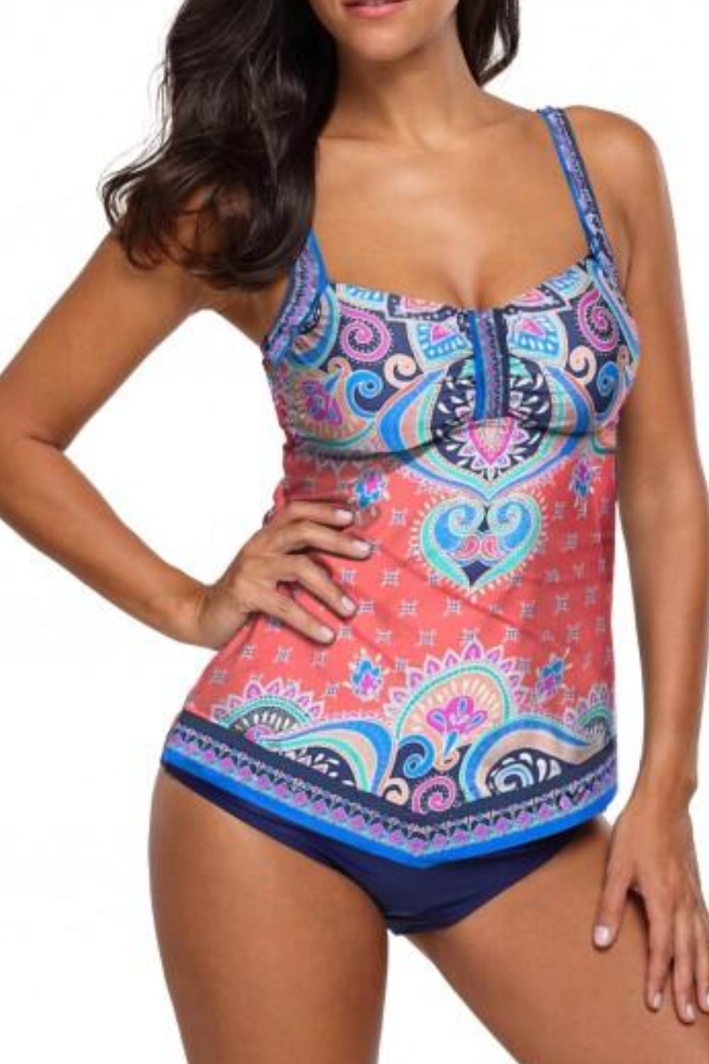 Printed Adjustable Strap Tankini Set