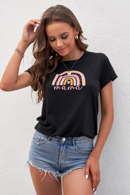 Camiseta estampada con cuello redondo para mujer