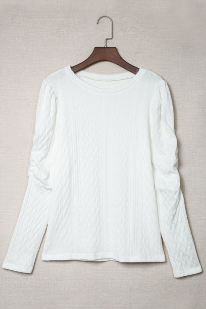 Textured Puff Sleeve Knit Top