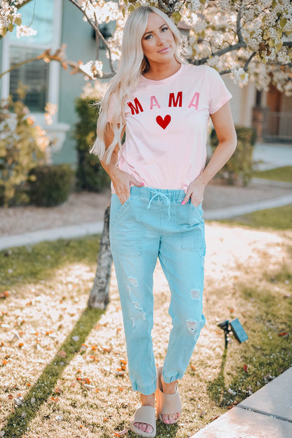 Camiseta con estampado de corazón de MAMA