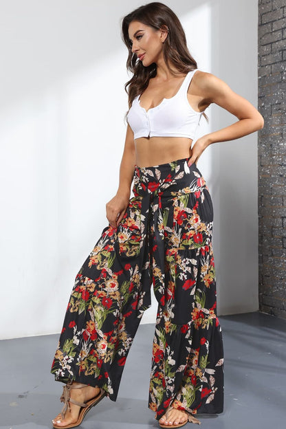 Culottes atados de tiro alto estampados