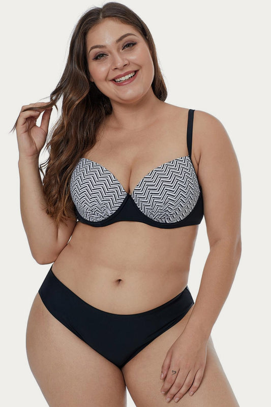 Conjunto de bikini de talla grande con estampado de olas