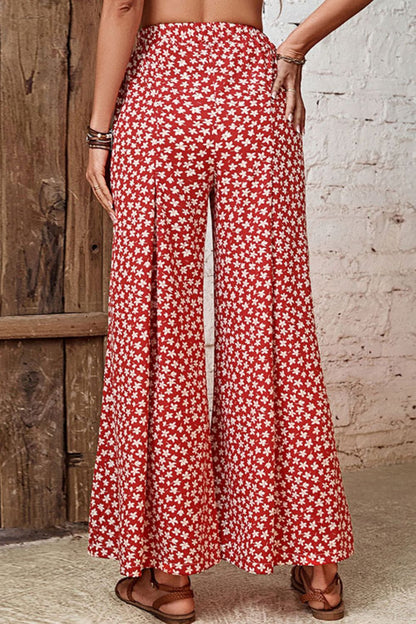 Floral High-Rise Wide Leg Flare Pants