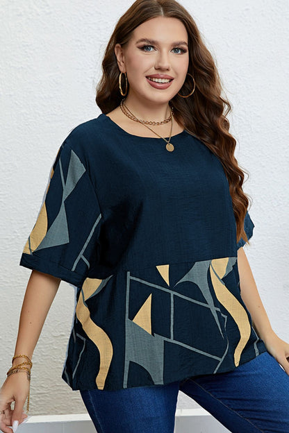 Plus Size Printed Half Sleeve Top