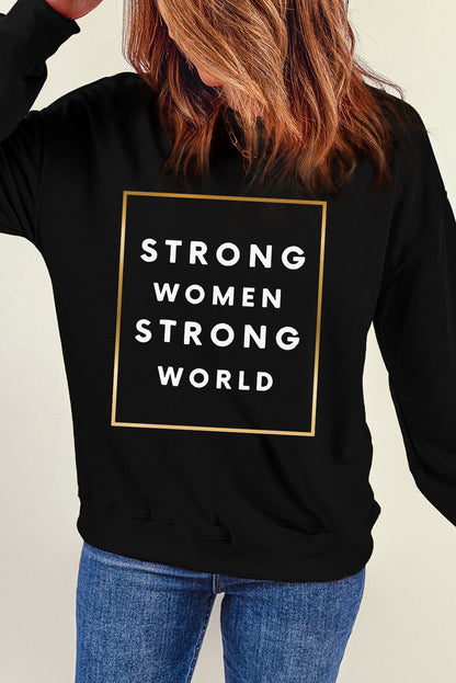 STRONG WOMEN STRONG WORLD Sudadera estampada con hombros caídos