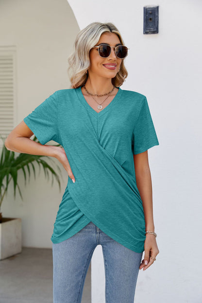 V-Neck Crisscross Short Sleeve Tee